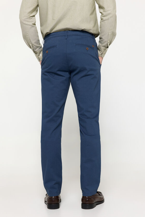 Milano Cal&ccedil;as Chino Falsa Estrutura Estampado azul