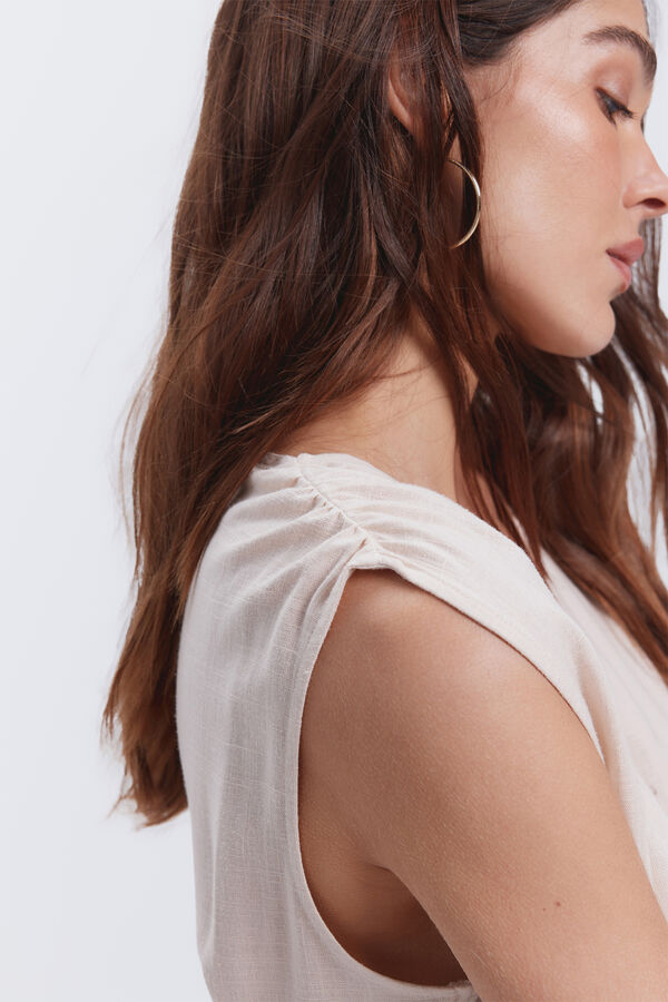 Milano Vestido midi lino Beige