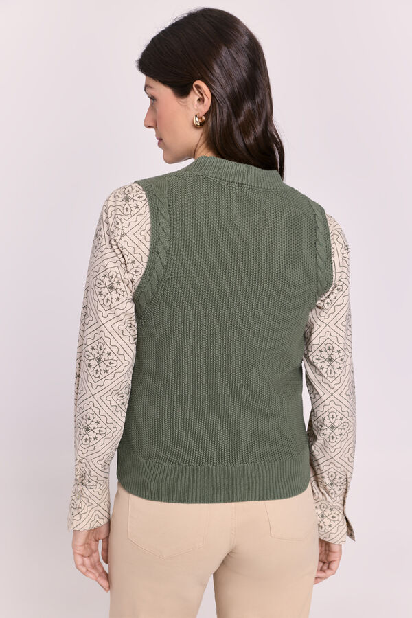 Milano Chaleco de punto con trenzas Kaki Oscuro