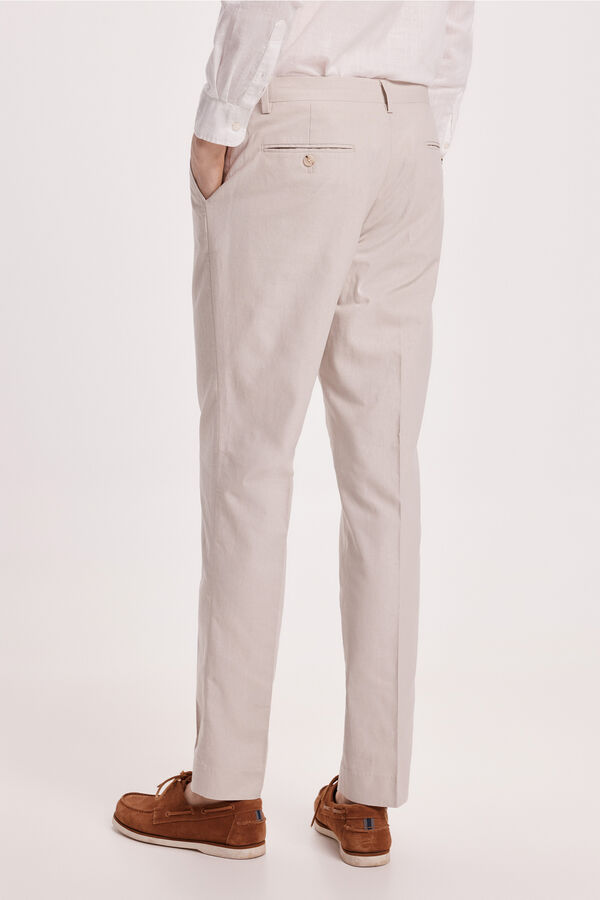 Milano Cal&ccedil;as de linho Estampado branco