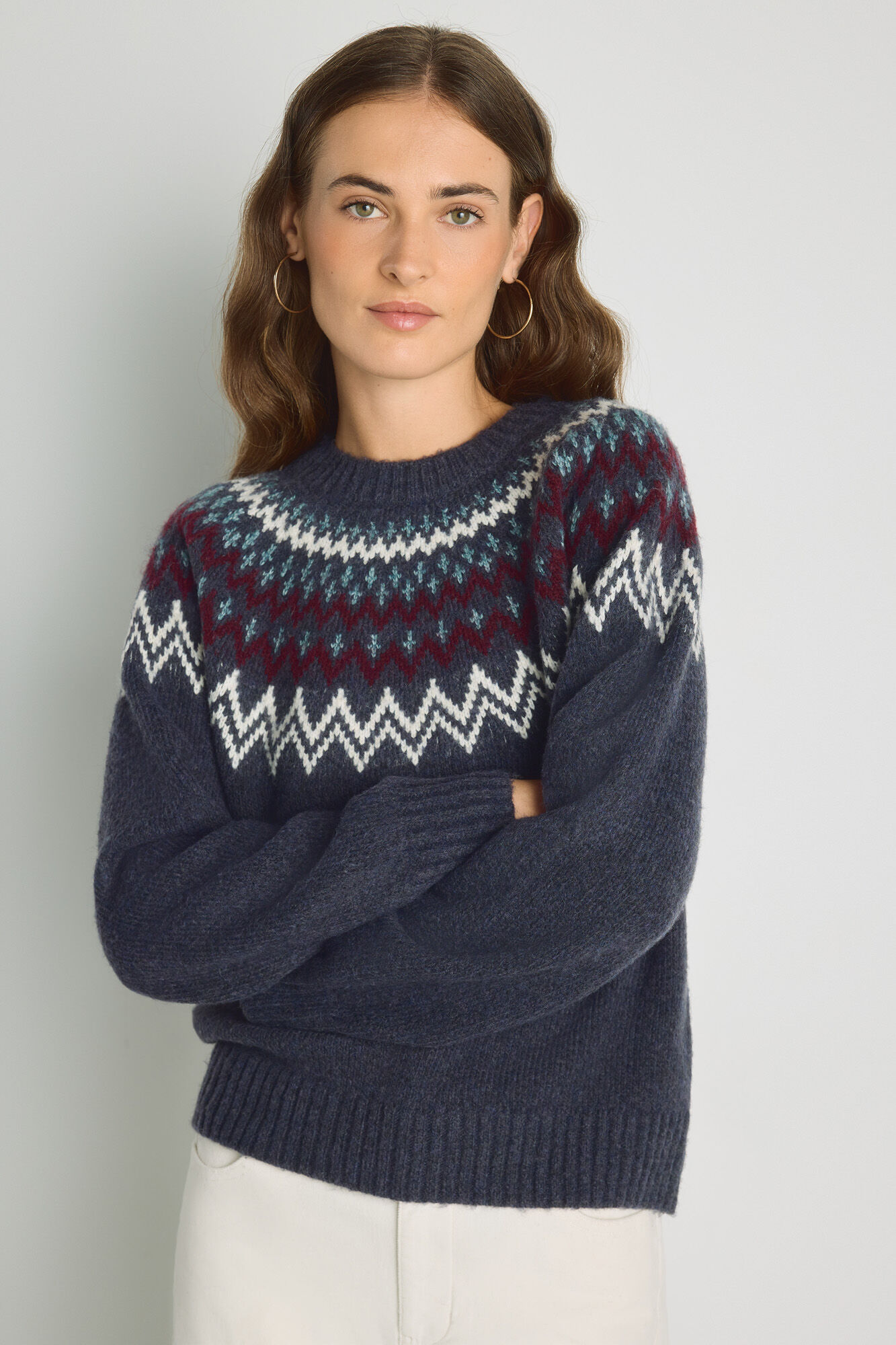 Milano Camisola gola redonda com jacquard