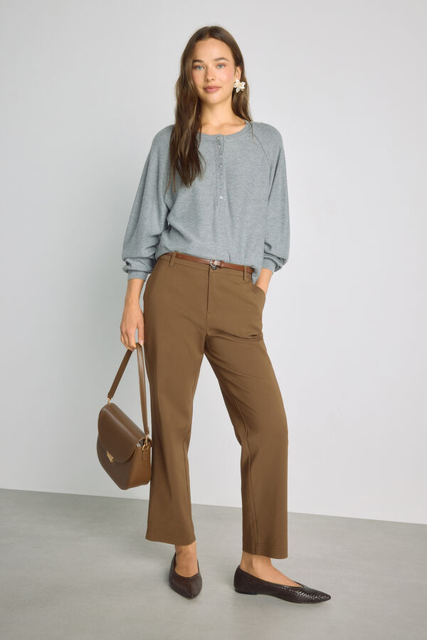 Milano Jersey cuello redondo con botones Gris