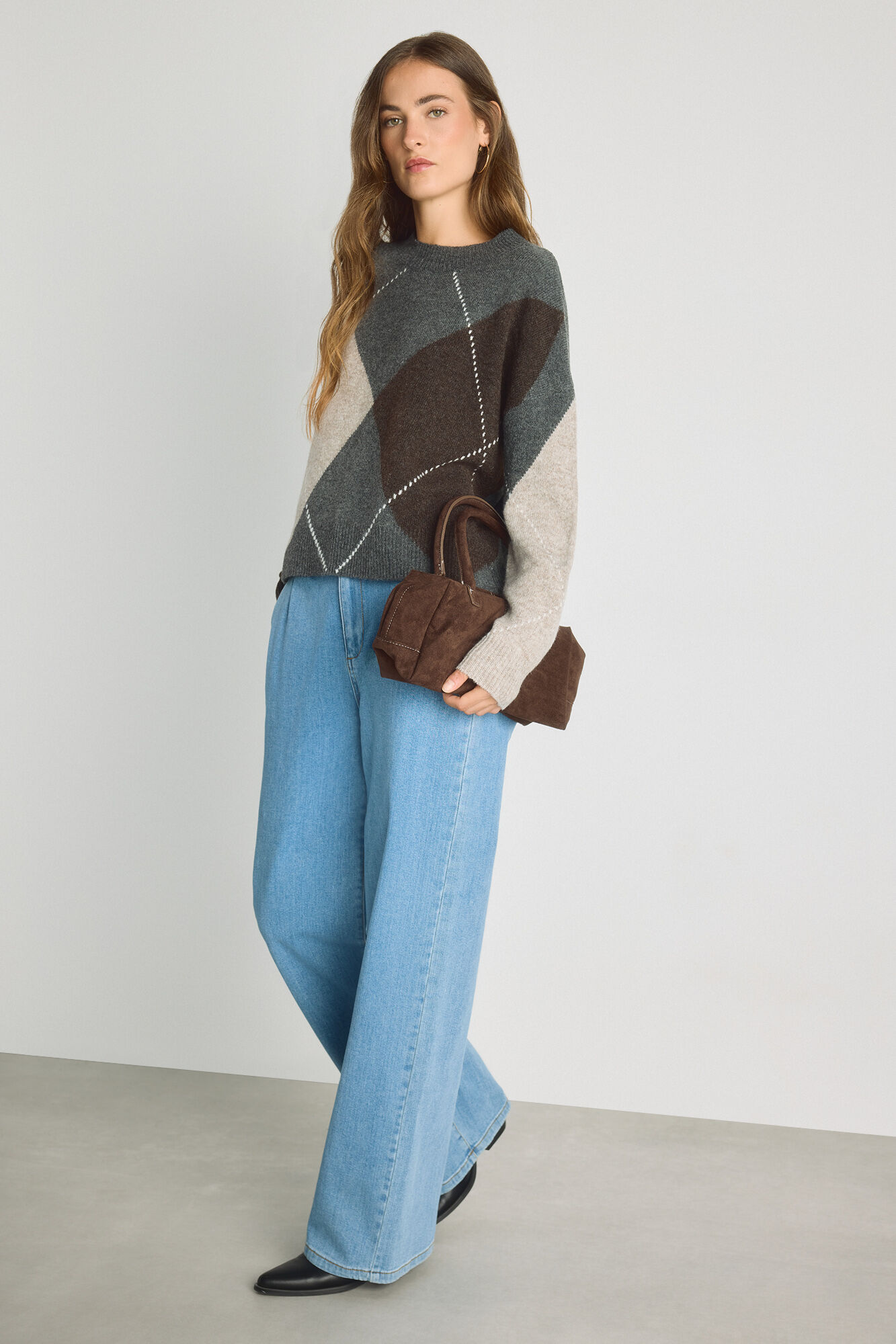 Milano Camisola gola redonda com jacquard