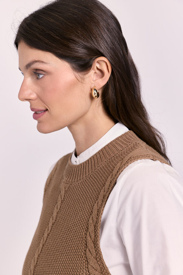 Milano Chaleco de punto con trenzas Marr&oacute;n