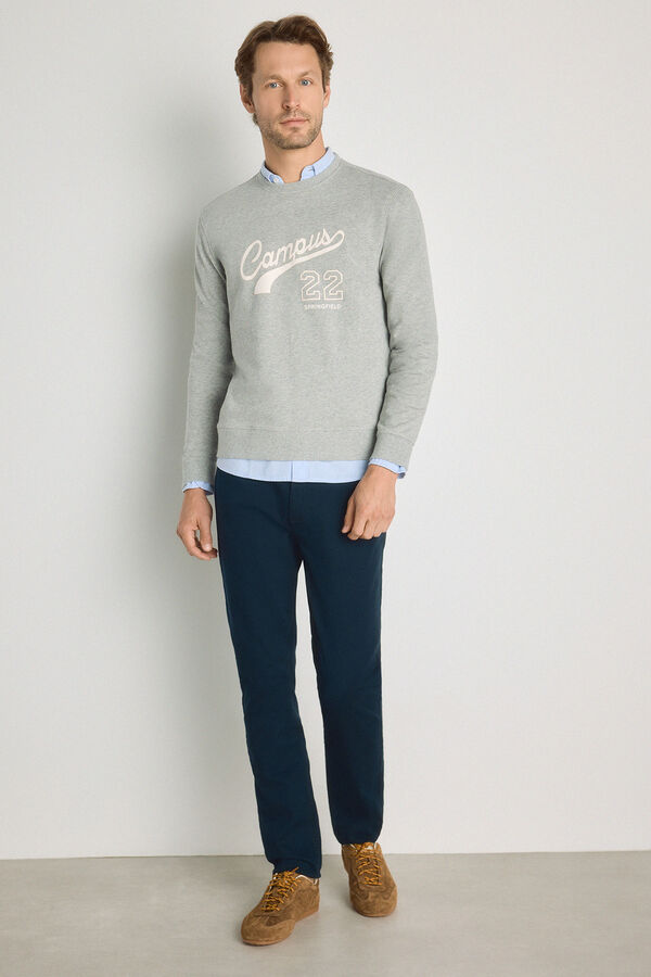 Springfield Sweatshirt gola redonda com logo Cinza medio