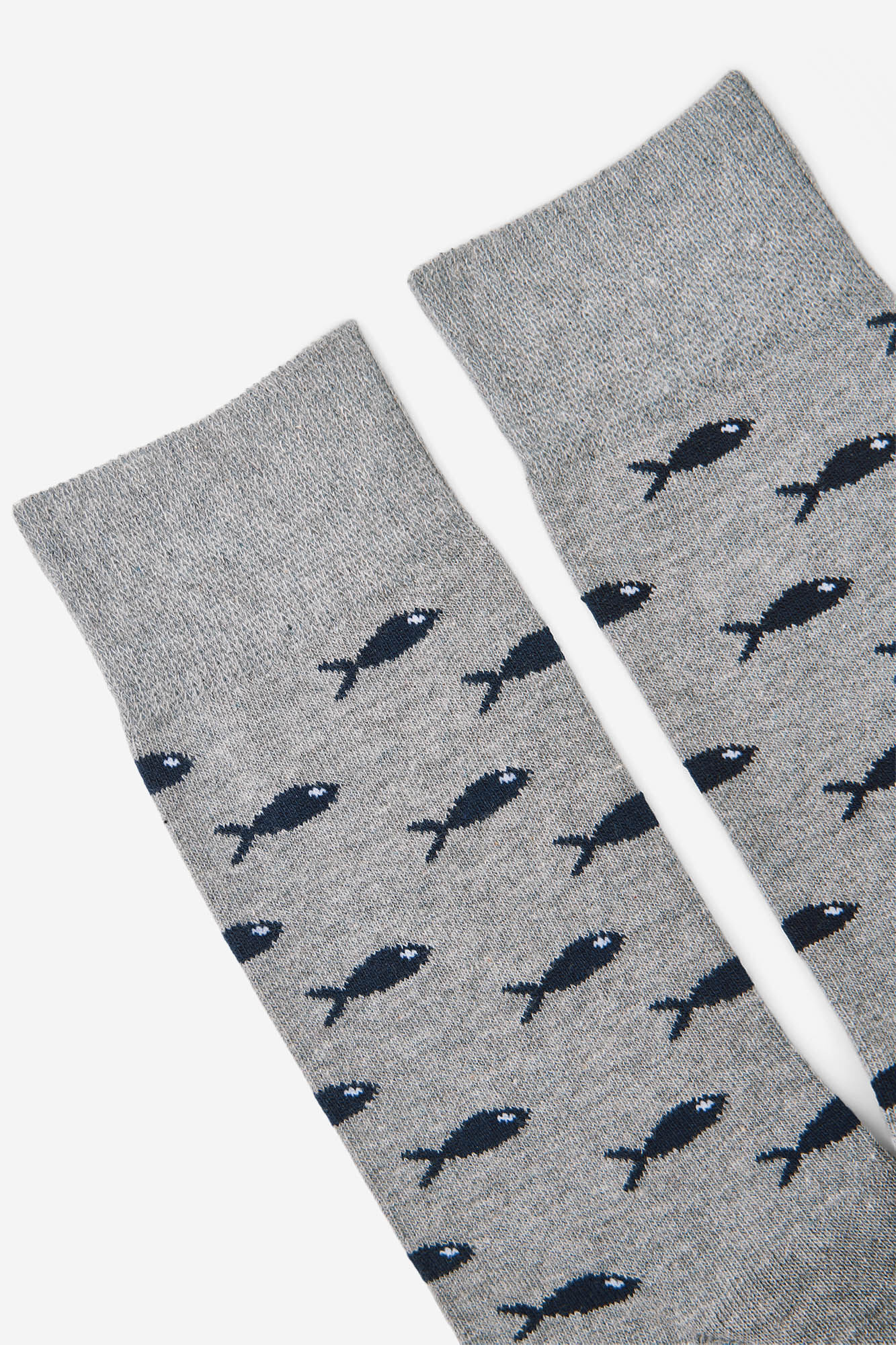 Milano Meia com padr&atilde;o de sardinhas