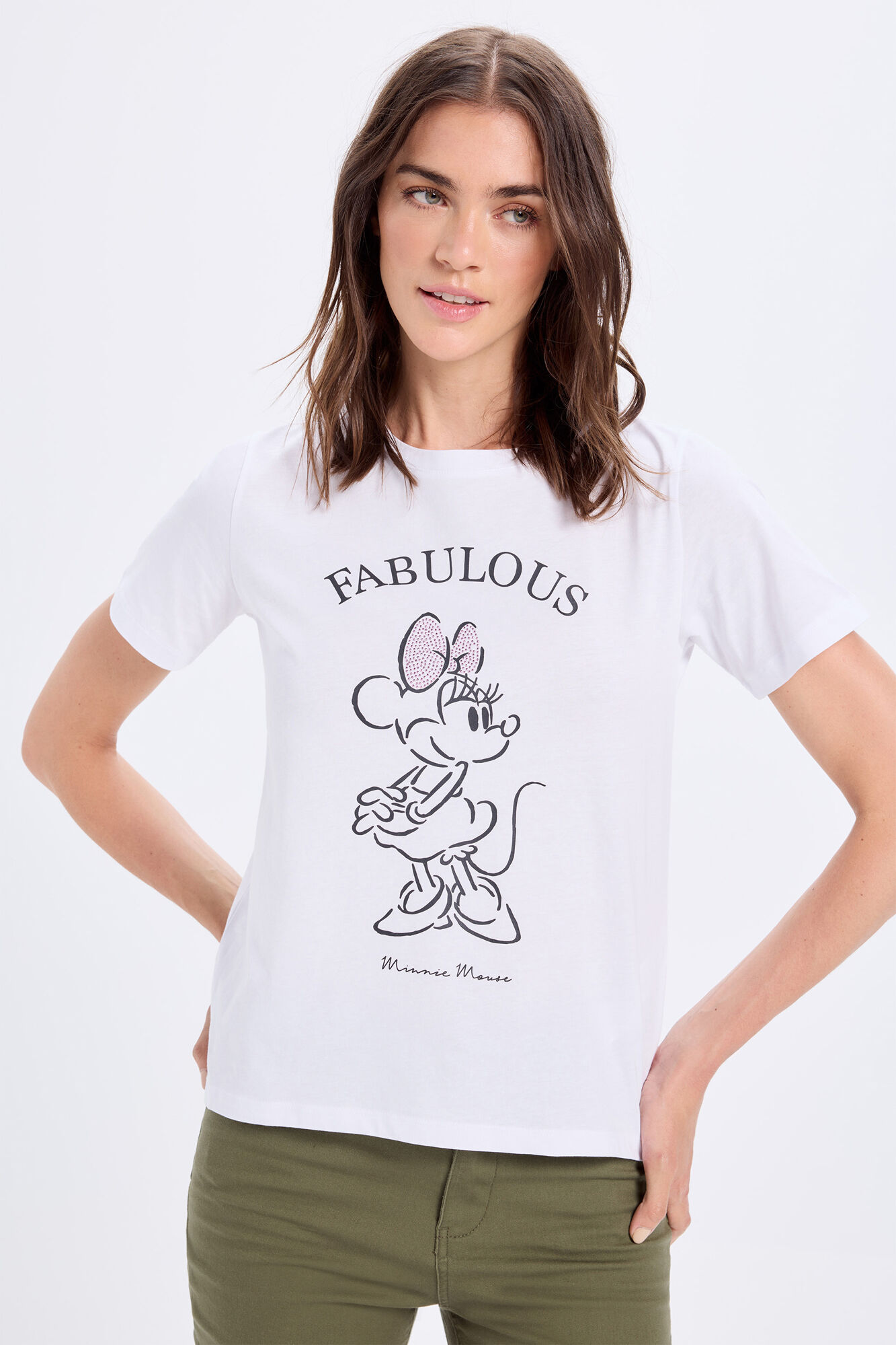 Milano Camiseta estampada de Minnie Mouse con aplique strass en el lazo