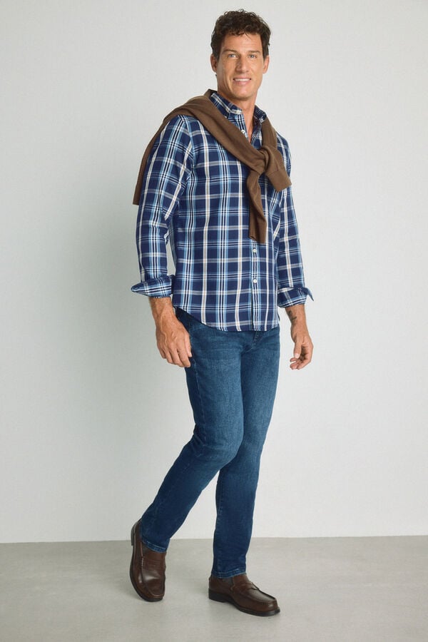Milano Camisa cuadros manga larga Navy