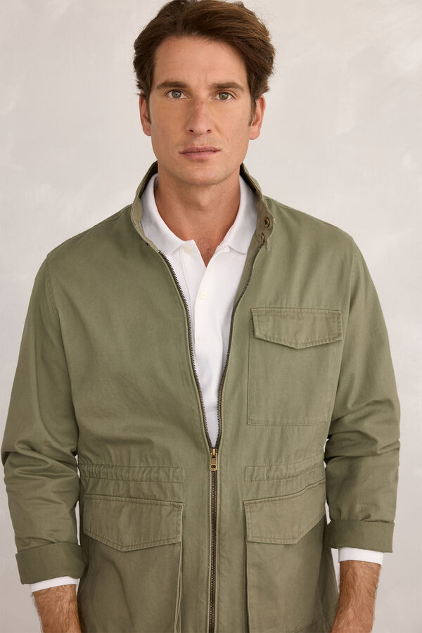 Milano Chaqueta Bolsillos Kaki Oscuro