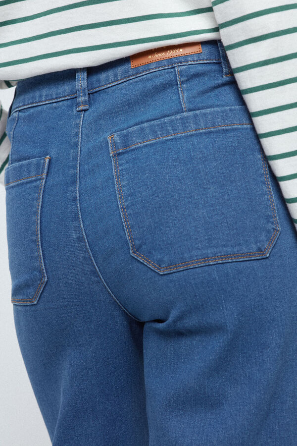 Fifty Outlet Pantalon cropped denim Azul Claro