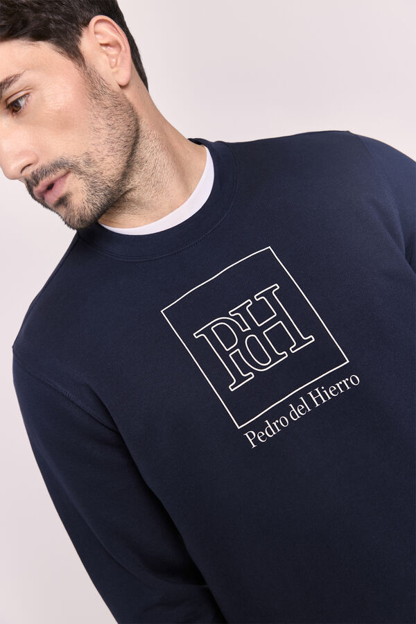 Pedro del Hierro Sudadera cuello redondo con logo Navy