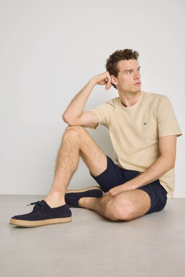 Pedro del Hierro Camiseta b&aacute;sica con logo bordado Beige