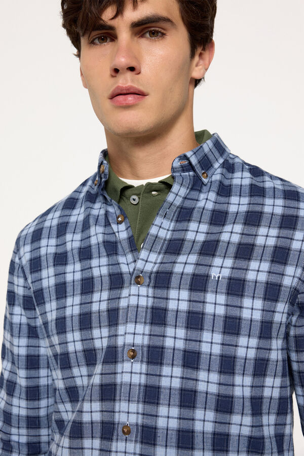 Milano Camisa Twill Cuadros Estampado azul