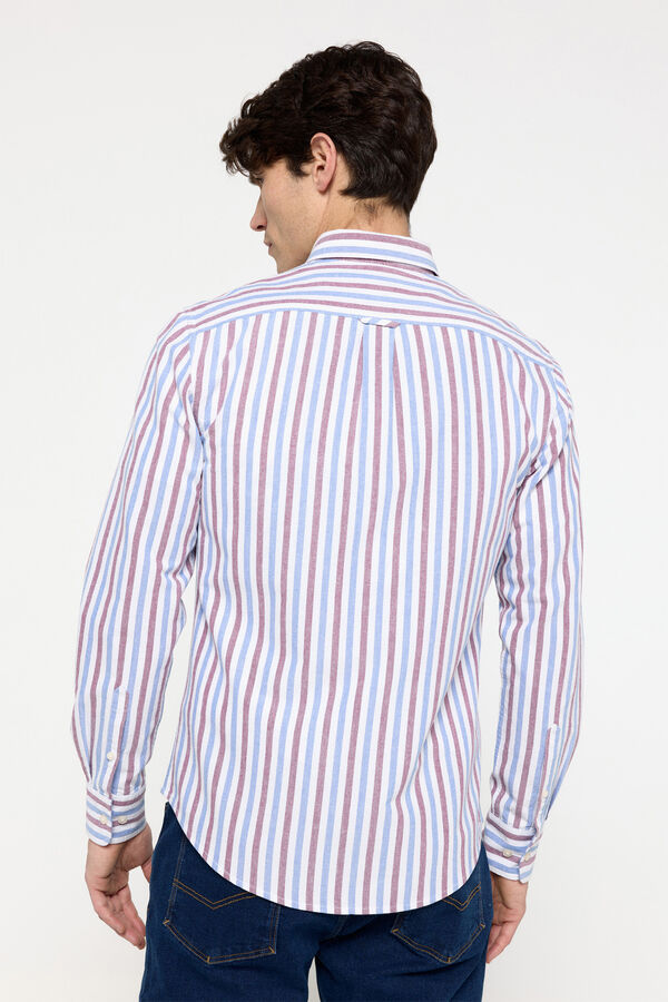 Milano Camisa oxford riscas P&uacute;rpura