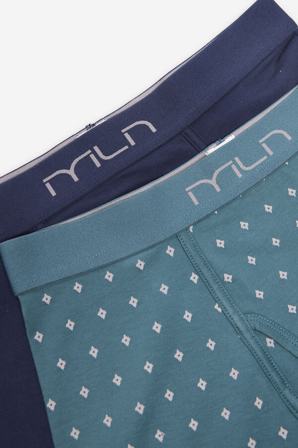 Milano Pack boxer liso y estampado geom&eacute;trico Azul turquesa