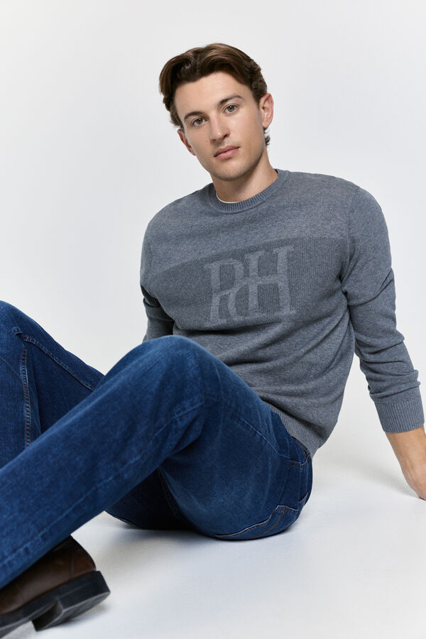 Pedro del Hierro Jersey cuello caja logo Gris Claro