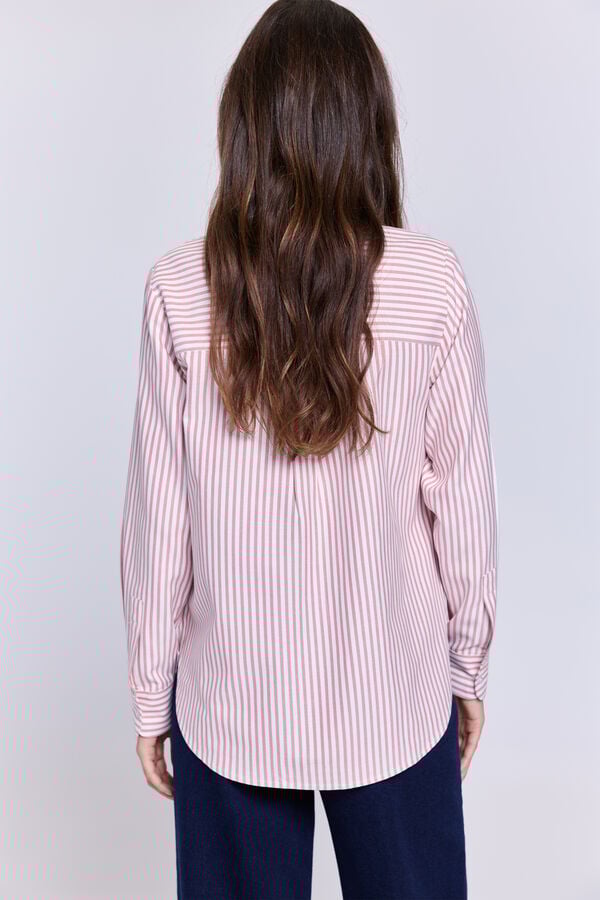 Milano Camisa oxford riscas Rosa