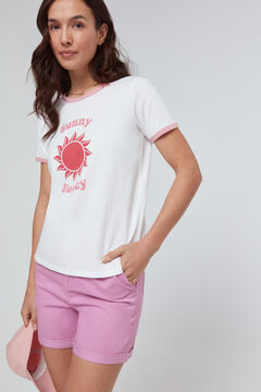 Fifty Outlet T-shirt gola contraste Branco