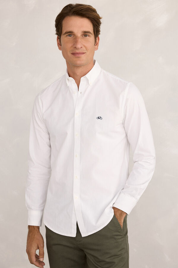 Milano Camisa esportiva estampado Oxford Branco