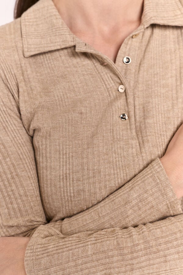 Milano Polo manga comprida Castanho