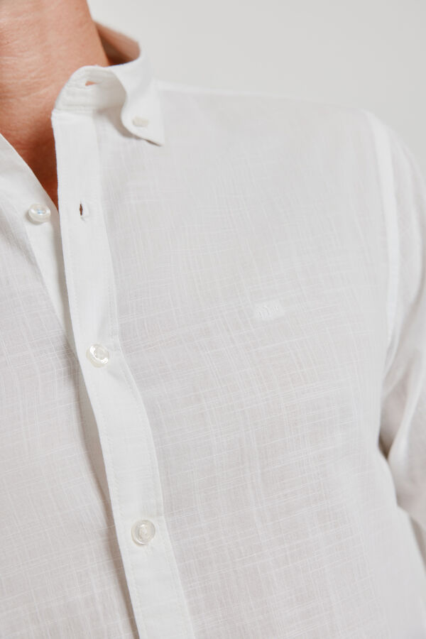 Milano Camisa lisa de manga comprida Branco