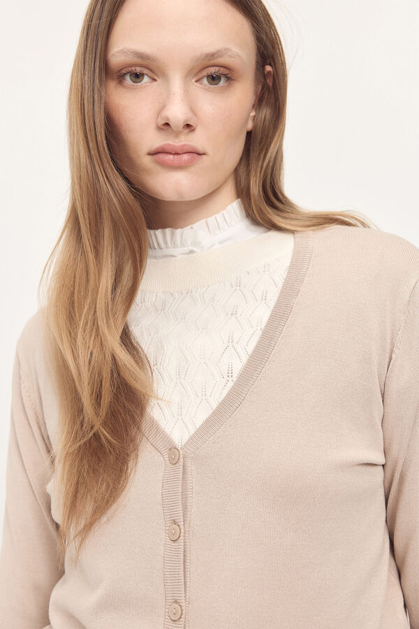 Milano Jaqueta de gola liso em malha Bege