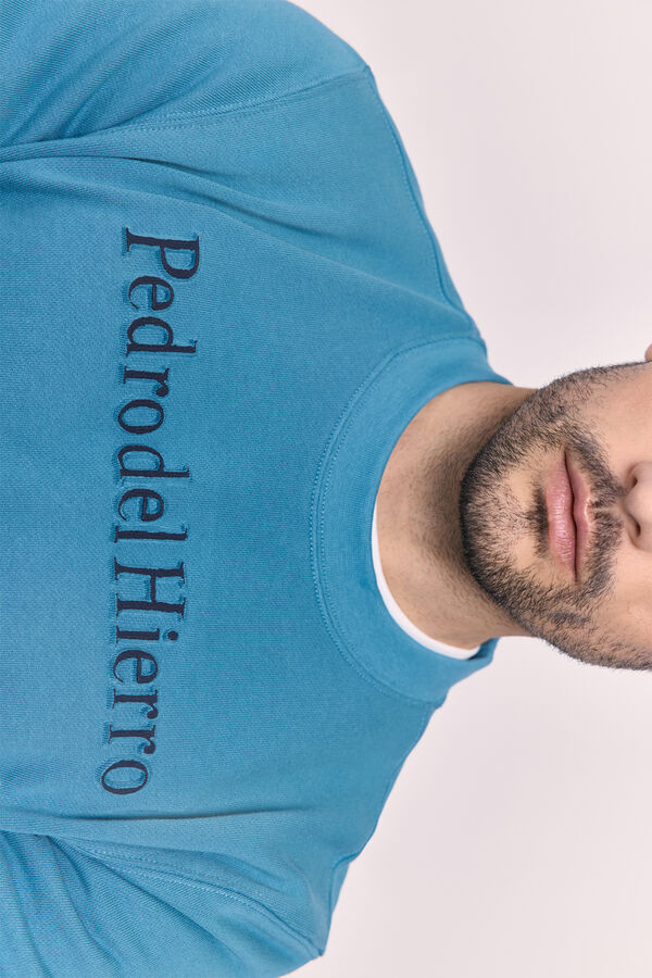 Pedro del Hierro Sudadera cuello redondo con logo Azul