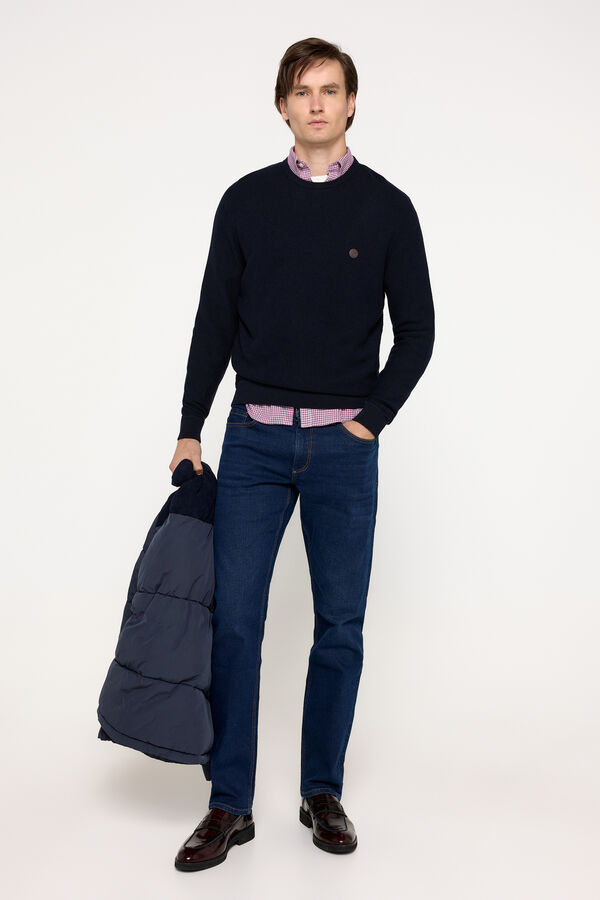 Milano Jersey cuello caja Estructura Gofre Navy