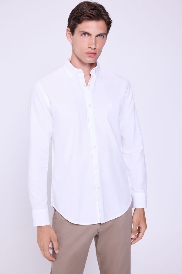 Springfield Camisa de sarja lisa Branco