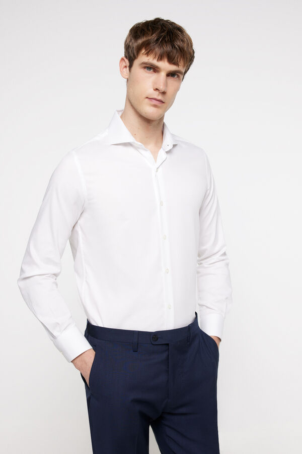 Fifty Outlet Camisa Microestructura Vestir Blanco