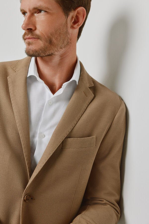 Milano Blazer de malha com estrutura Bege