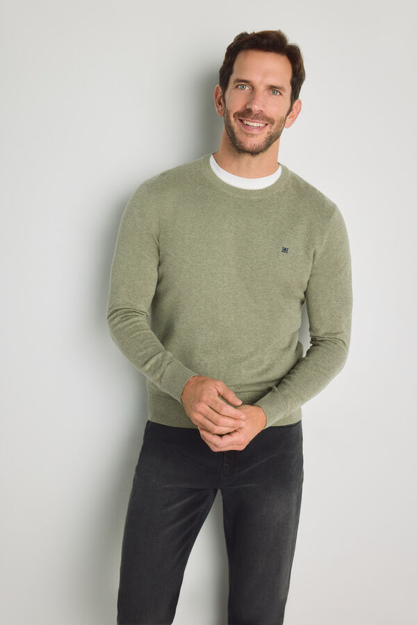 Pedro del Hierro Camisola gola caixa C&aacute;qui