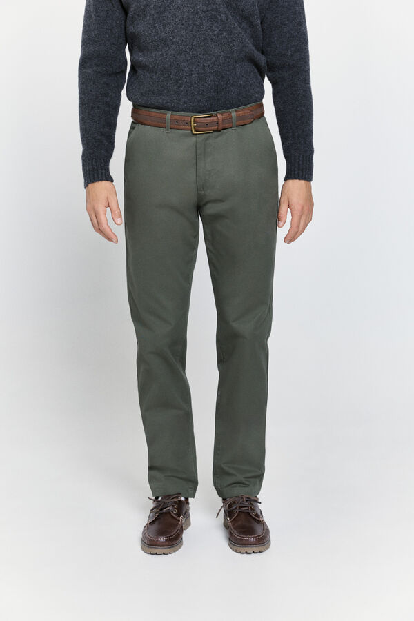 Milano Pantalón chino regular fit Kaki Oscuro