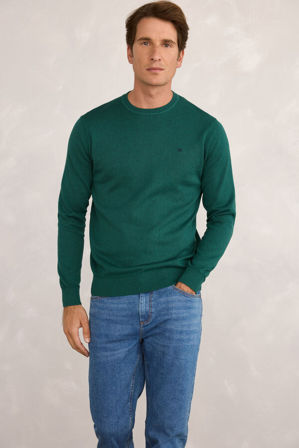 Pedro del Hierro Camisola básico redondo Verde escuro