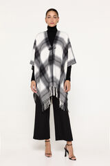 Milano Poncho de cuadros con broche Marengo