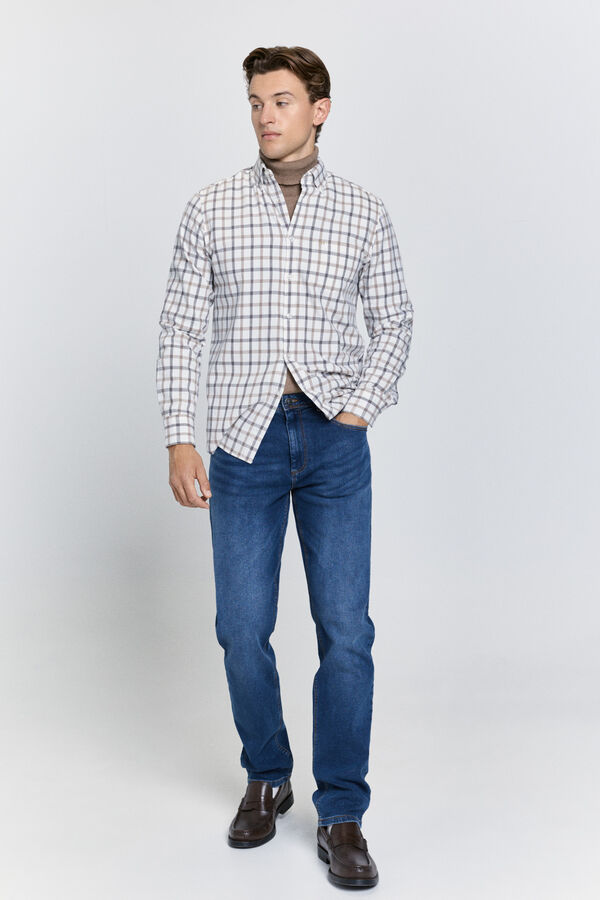 Milano Calças chino com ajuste confortável Azul