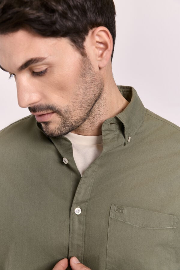 Milano Camisa lisa relaxed fit Kaki Oscuro