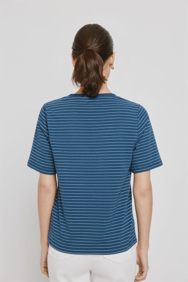 Milano T-shirt de manga curta &agrave;s riscas Marinho