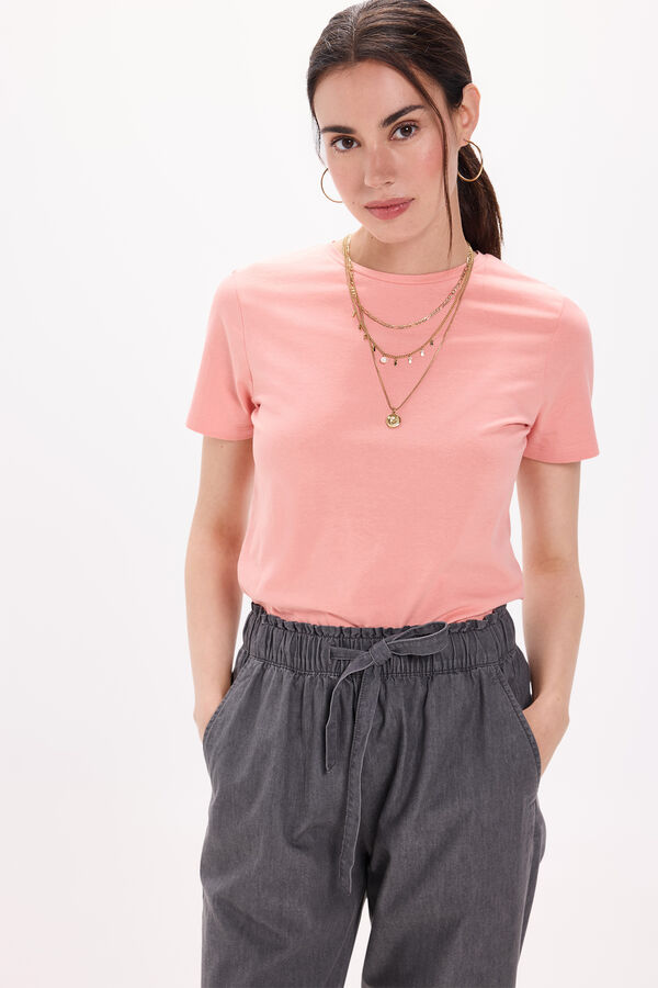 Milano Camiseta elástica de manga curta com soft touch Rosa