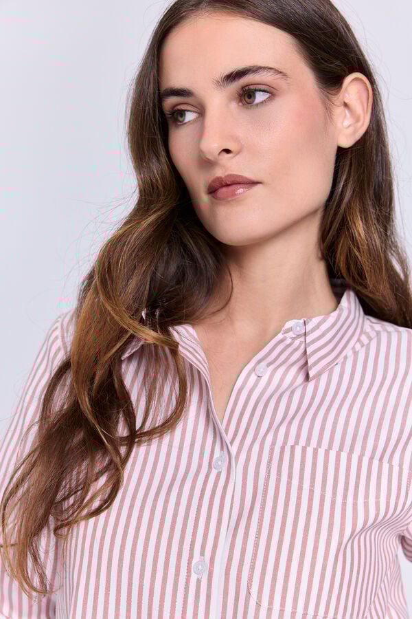 Milano Camisa oxford riscas Rosa