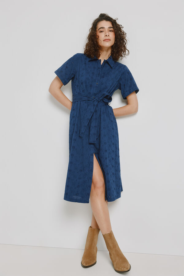 Milano Vestido denim escote pico Navy