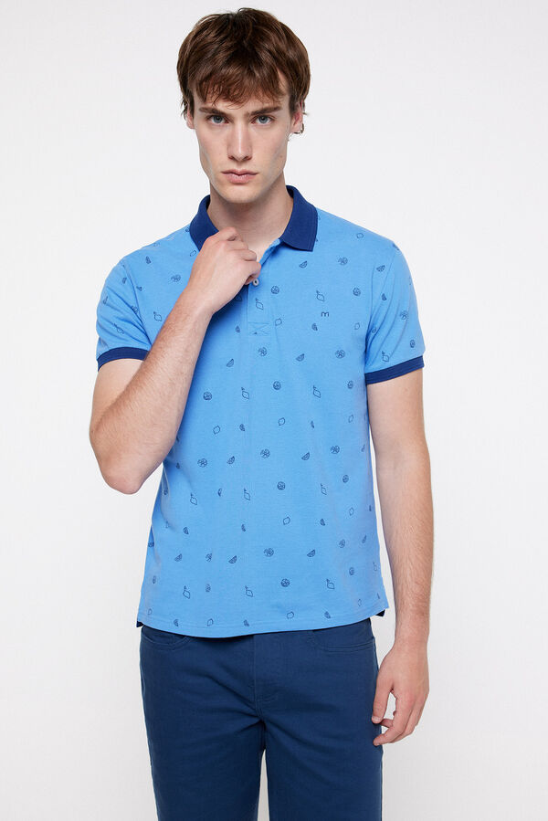 milano Polo Algod&oacute;n Estampado. Azul