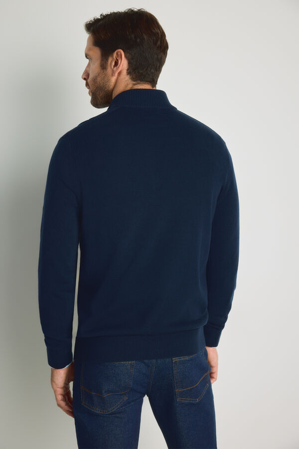 Pedro del Hierro Camisola gola semicisne com fecho-&eacute;clair Marinho