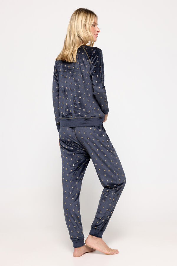 Milano Pijama de velour estrela Marinho