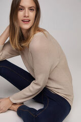 Milano Camisola grosso com gola em bico e lurex Marfim