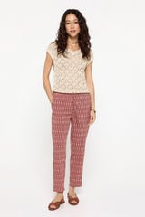 Milano Pantalon flu&iacute;do impresso cinturilla elastica vermelho