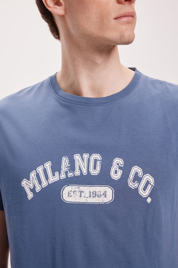 Milano Pijama curto estampado posicional Azul