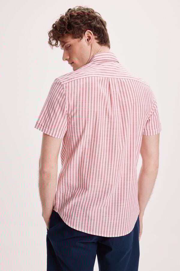 Milano Camisa malha slub riscas Estampado laranja