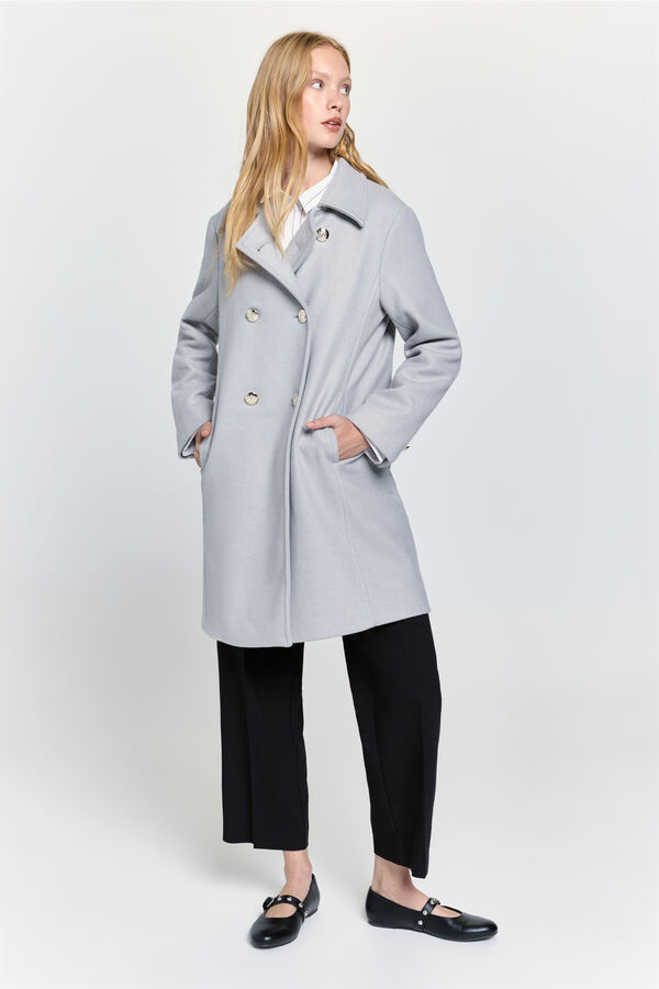 Milano Abrigo de paño gris botones dorados Gris