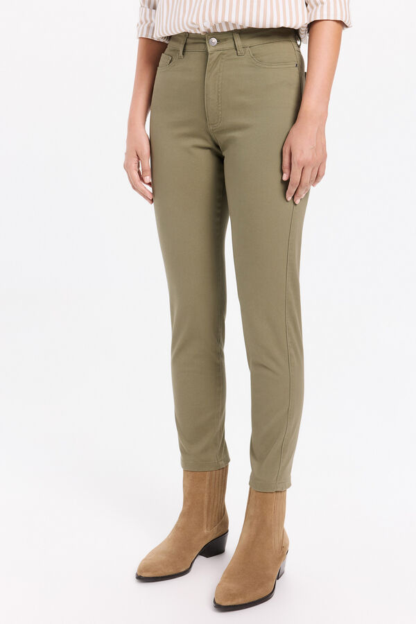 Milano Pantalón slim color Kaki Oscuro
